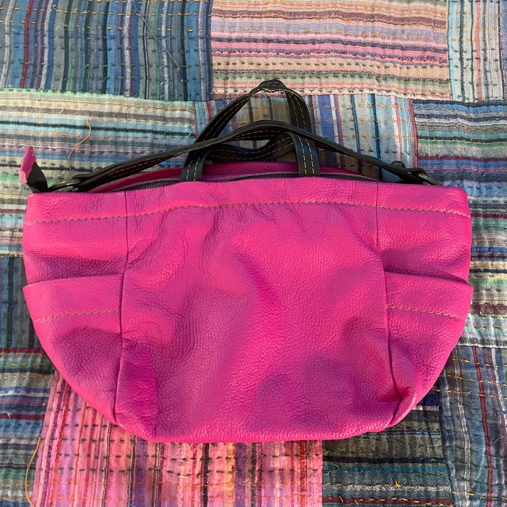 SOFIA C Genuine Leather Pink/Black Shoulder Bag